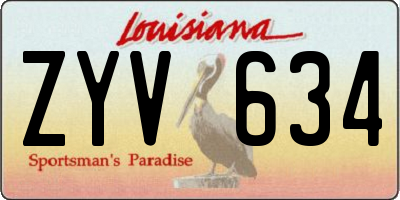 LA license plate ZYV634