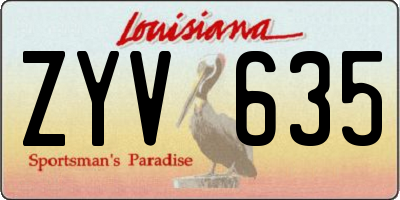 LA license plate ZYV635