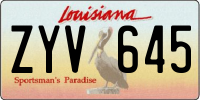 LA license plate ZYV645