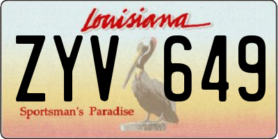 LA license plate ZYV649