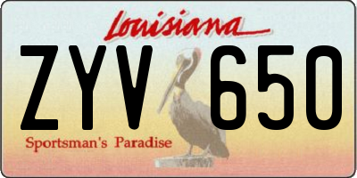 LA license plate ZYV650