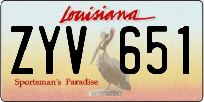 LA license plate ZYV651