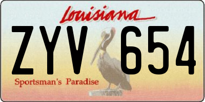 LA license plate ZYV654