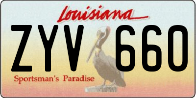 LA license plate ZYV660