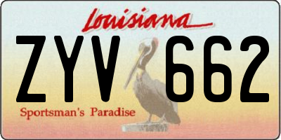 LA license plate ZYV662