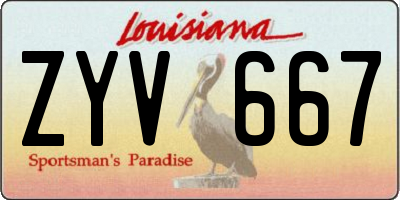 LA license plate ZYV667