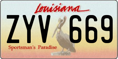 LA license plate ZYV669