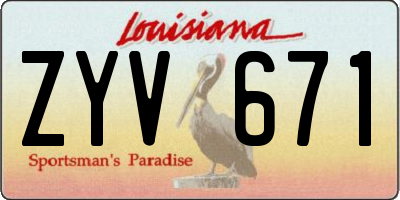 LA license plate ZYV671