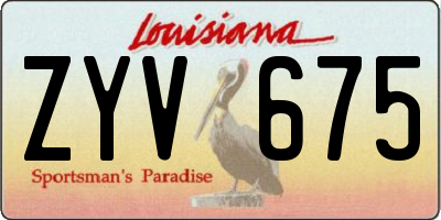 LA license plate ZYV675