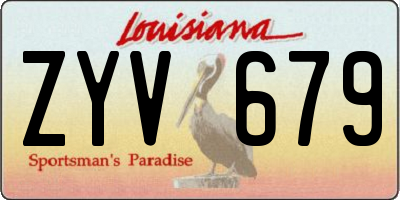 LA license plate ZYV679
