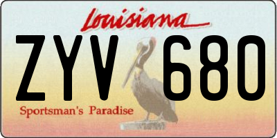 LA license plate ZYV680
