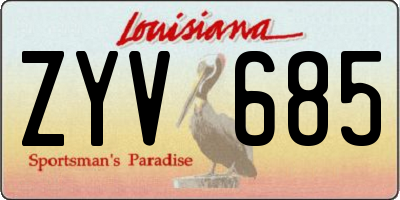 LA license plate ZYV685