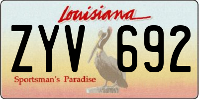 LA license plate ZYV692