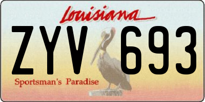 LA license plate ZYV693