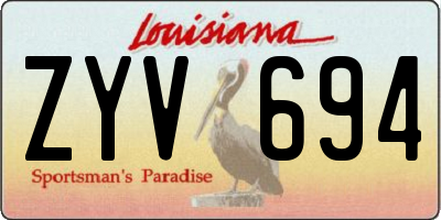 LA license plate ZYV694