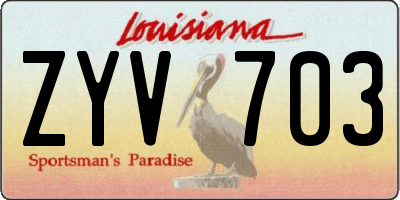 LA license plate ZYV703