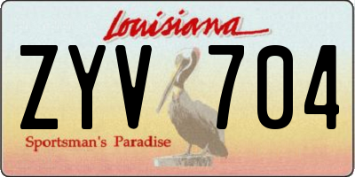 LA license plate ZYV704