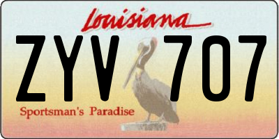 LA license plate ZYV707