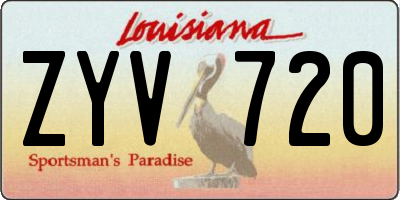 LA license plate ZYV720
