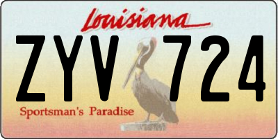 LA license plate ZYV724