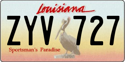 LA license plate ZYV727