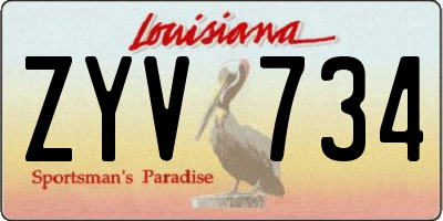 LA license plate ZYV734