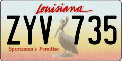 LA license plate ZYV735