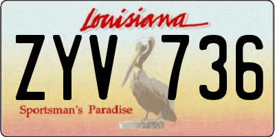 LA license plate ZYV736