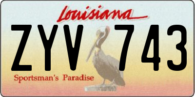 LA license plate ZYV743