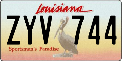 LA license plate ZYV744