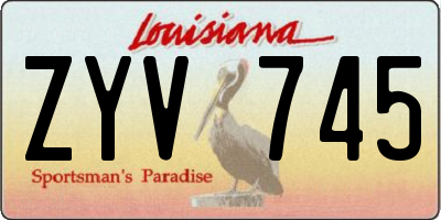 LA license plate ZYV745