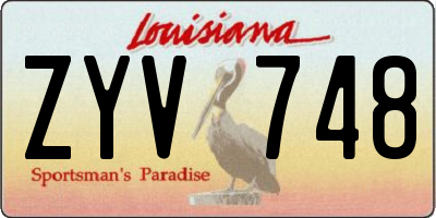 LA license plate ZYV748