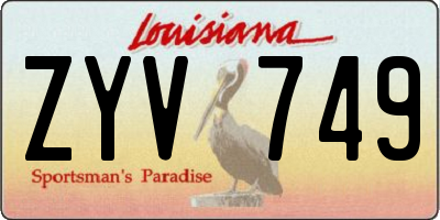 LA license plate ZYV749