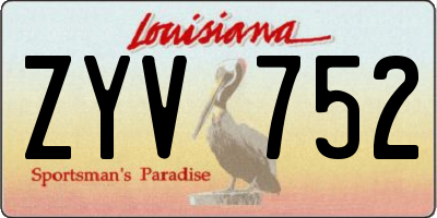 LA license plate ZYV752
