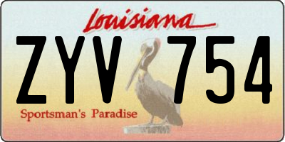LA license plate ZYV754