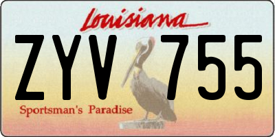LA license plate ZYV755