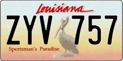 LA license plate ZYV757