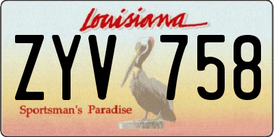 LA license plate ZYV758