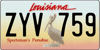 LA license plate ZYV759