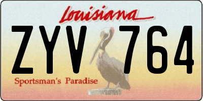LA license plate ZYV764