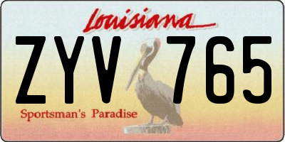 LA license plate ZYV765