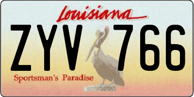 LA license plate ZYV766