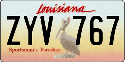 LA license plate ZYV767