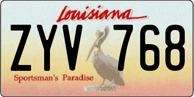 LA license plate ZYV768