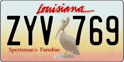 LA license plate ZYV769