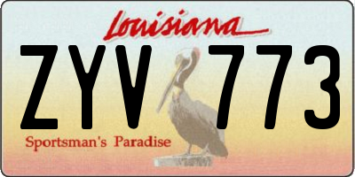 LA license plate ZYV773