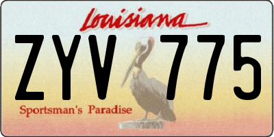 LA license plate ZYV775