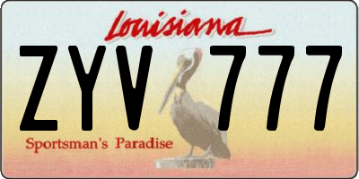 LA license plate ZYV777