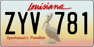 LA license plate ZYV781
