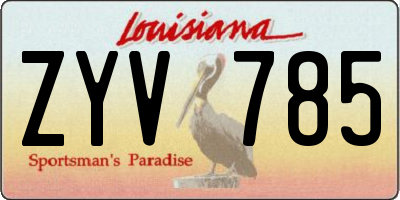 LA license plate ZYV785